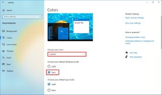 Windows 10 custom color mode dark