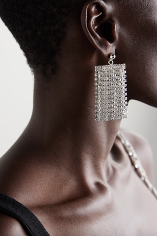 Fringe Silver-Plated Crystal Earrings