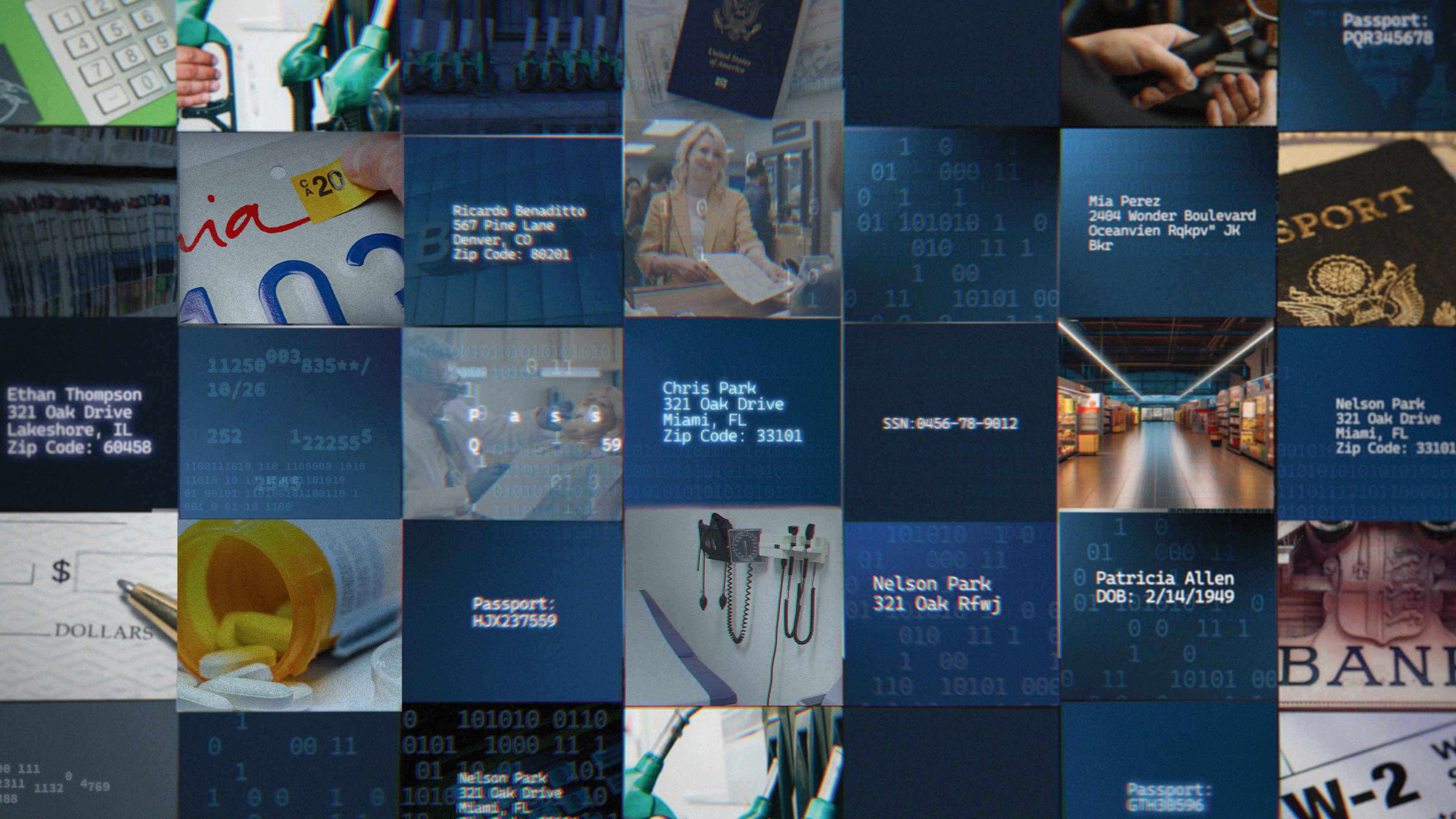 A series of images of possible digital vulnerabilities.
