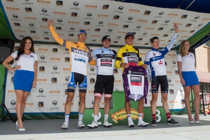 Today's jersey winners (L-R): Chris Jones, Ty Magner, Greg Van Avermaet and Michael Torckler