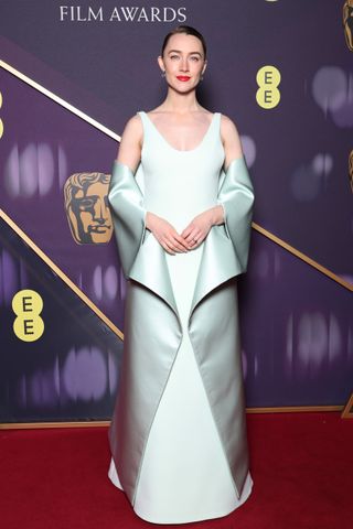 Saoirse Ronan arrives at the 2025 BAFTA awards