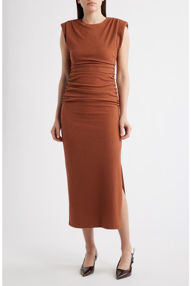 Cap Sleeve Textured Knit Midi Dress