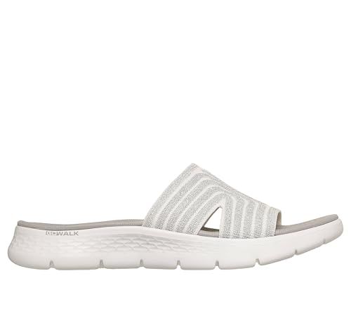 Women's Go Walk Flex Sandal Clog (White/silver)