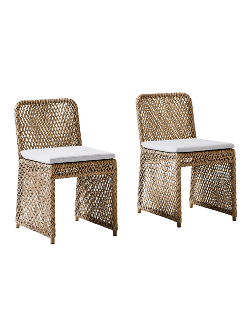 Coastal Wicker Outdoor Dining Chair (set of 2)