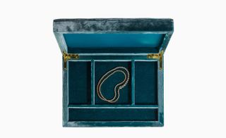 Teal velvet jewellery box
