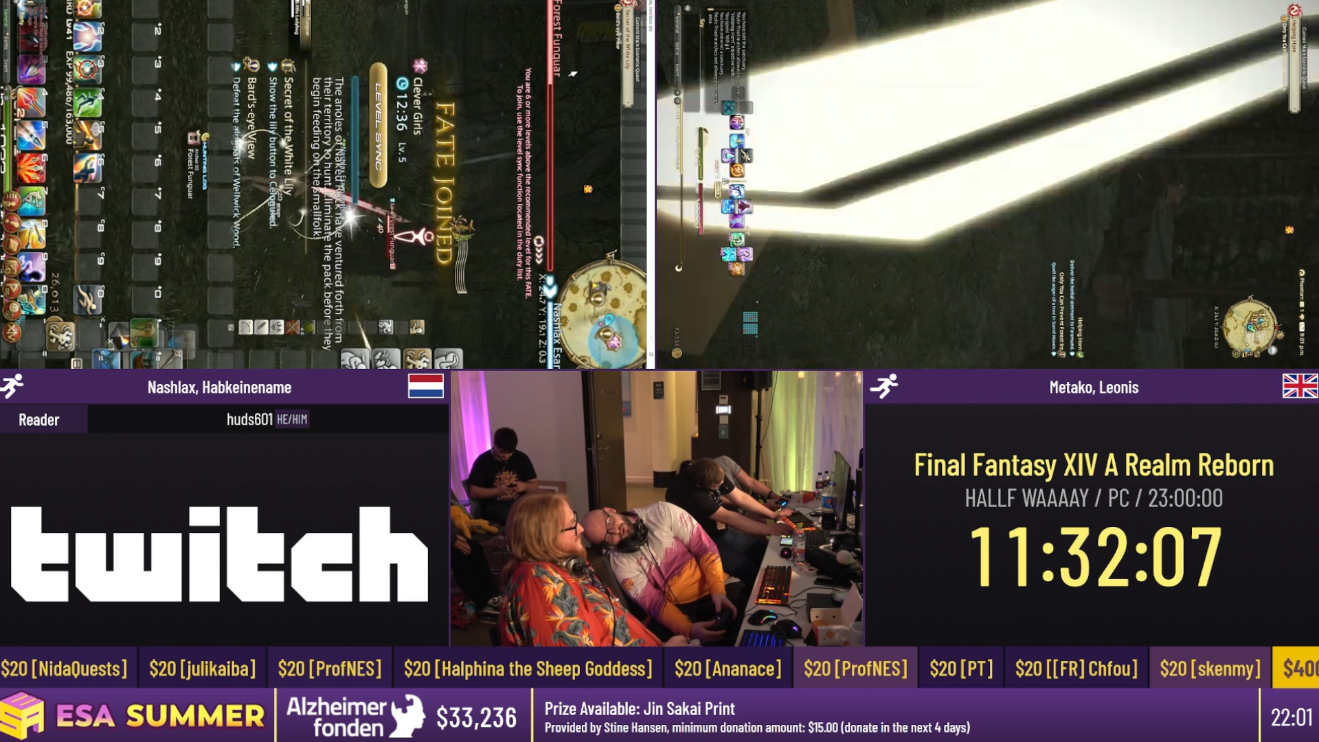 Two poor speedrunners from the European Speedrunner assembly are forced to (for a good cause) rotate their screens 90 degrees while trying to complete Final Fantasy 14.