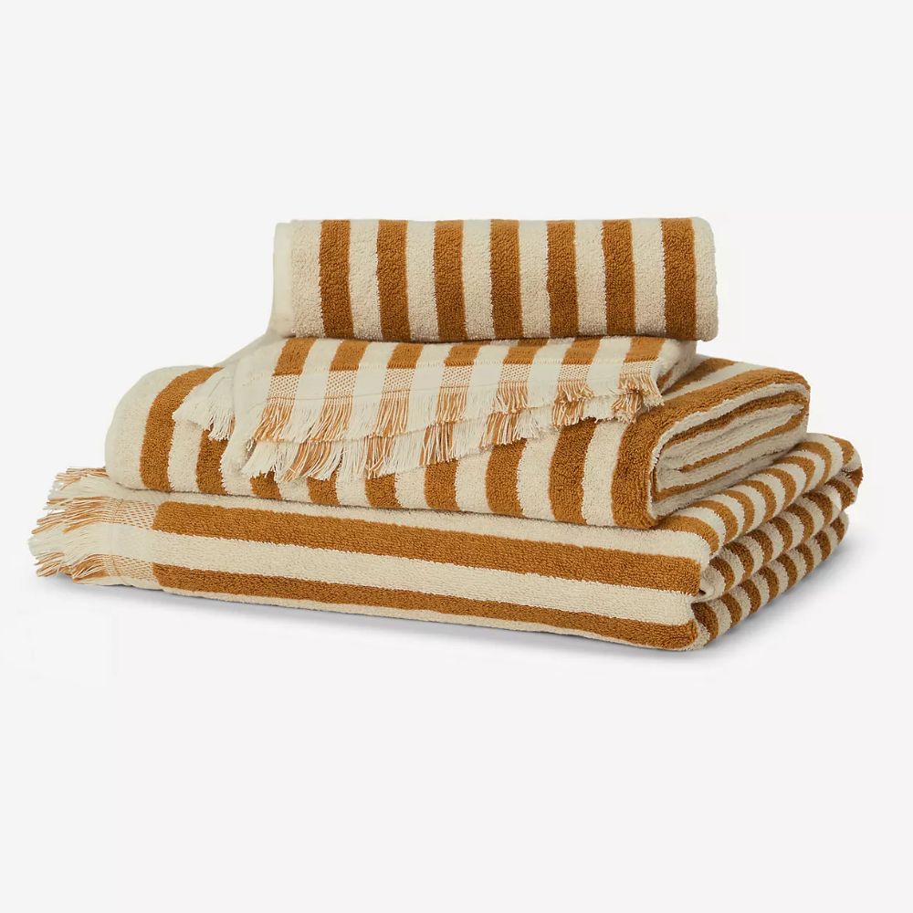 ochre striped towels