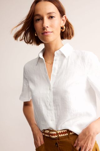 Boden Hazel Short Sleeve Linen Shirt 
