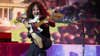 Steve Harris of Iron Maiden perform onstage during the Power Trip music festival at Empire Polo Club on October 06, 2023 in Indio, California.