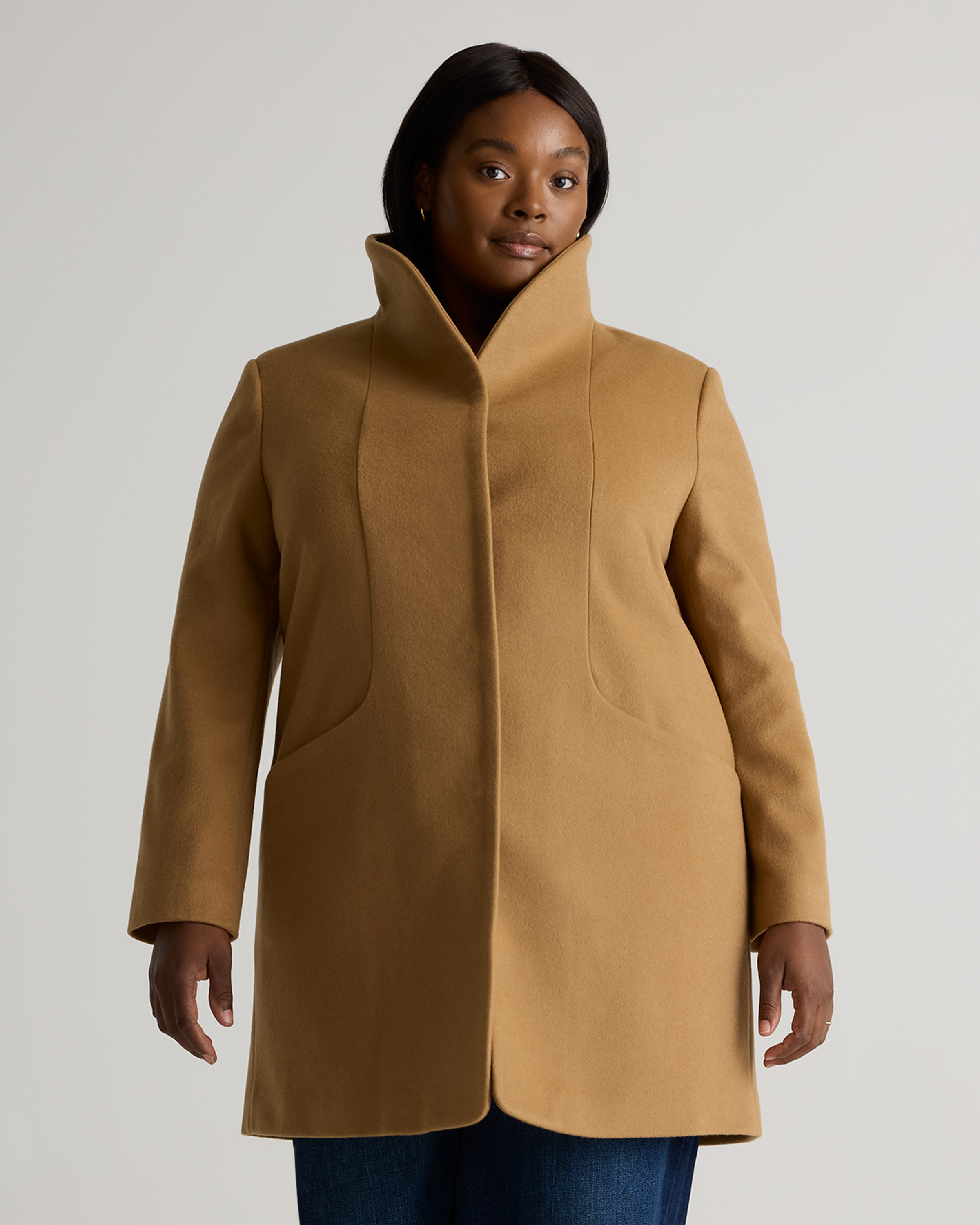 Italian Wool Cocoon Coat - Plus Size in Black