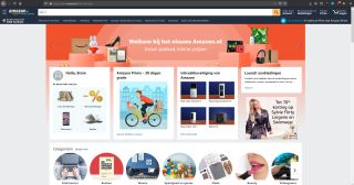 De homepagina van Amazon Nederland