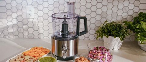 GE 12 Cup Food Processor on kitchen counter