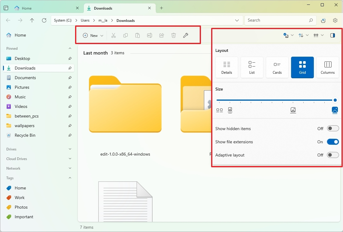 Files App toolbar commands