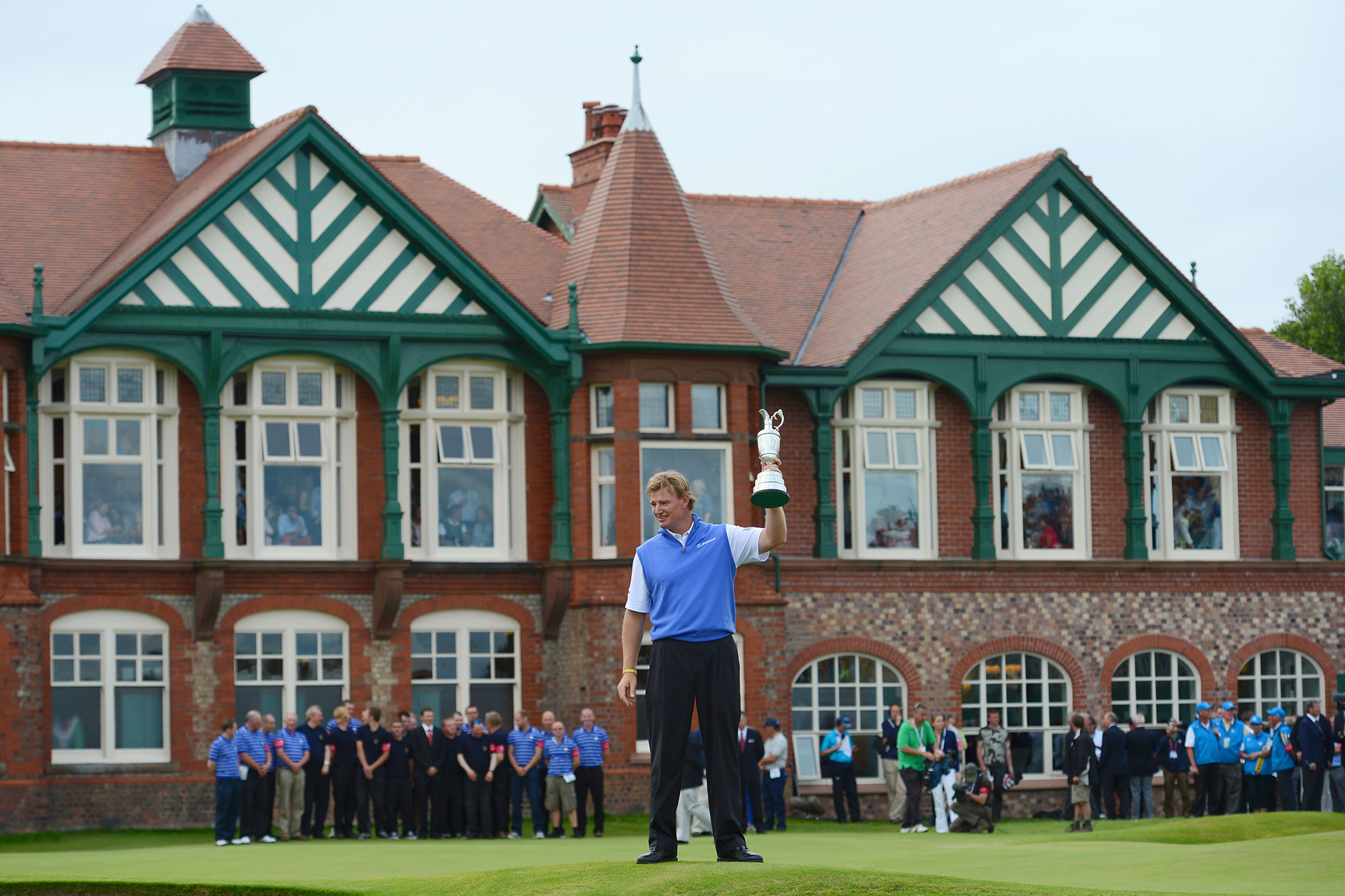 Ernie Els lifting the Claret Jug at Lytham St. Annes in 2012 after winning the Open Championship for a second time