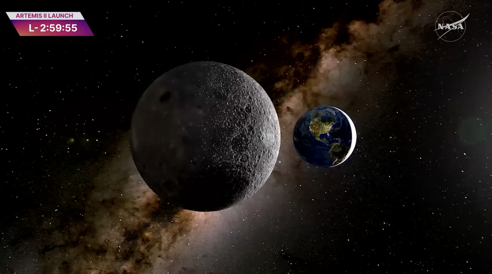 The moon and Earth as seen from the lunar farside