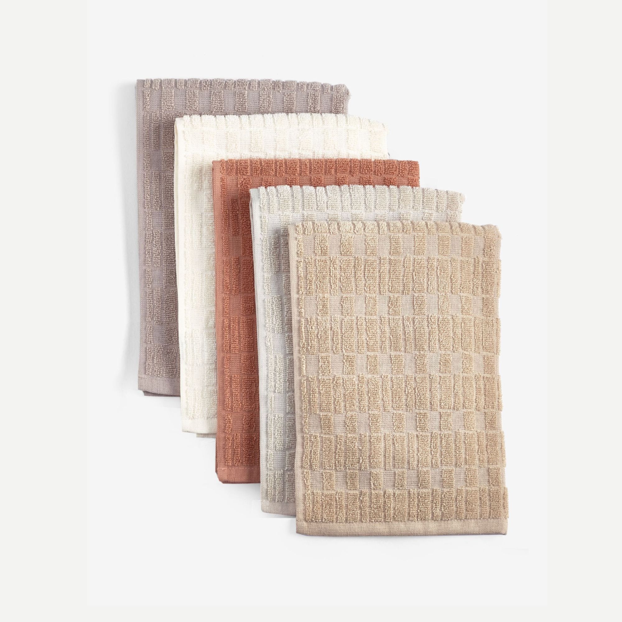 Natural Terry Set of 5 Tea Towels