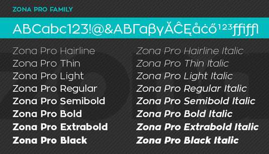 Free font: Zona Pro