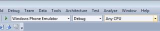 Setting the target type to Windows Phone Emulator