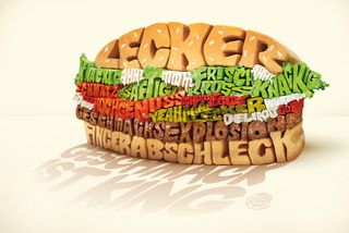 This German Burger King print advertising campaign uses type to make the mouth water.