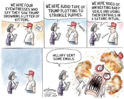 Political Cartoon U.S. Trump Hillary MAGA supporter