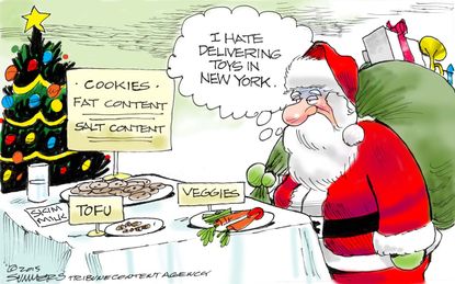 Editorial cartoon Health Santa New York