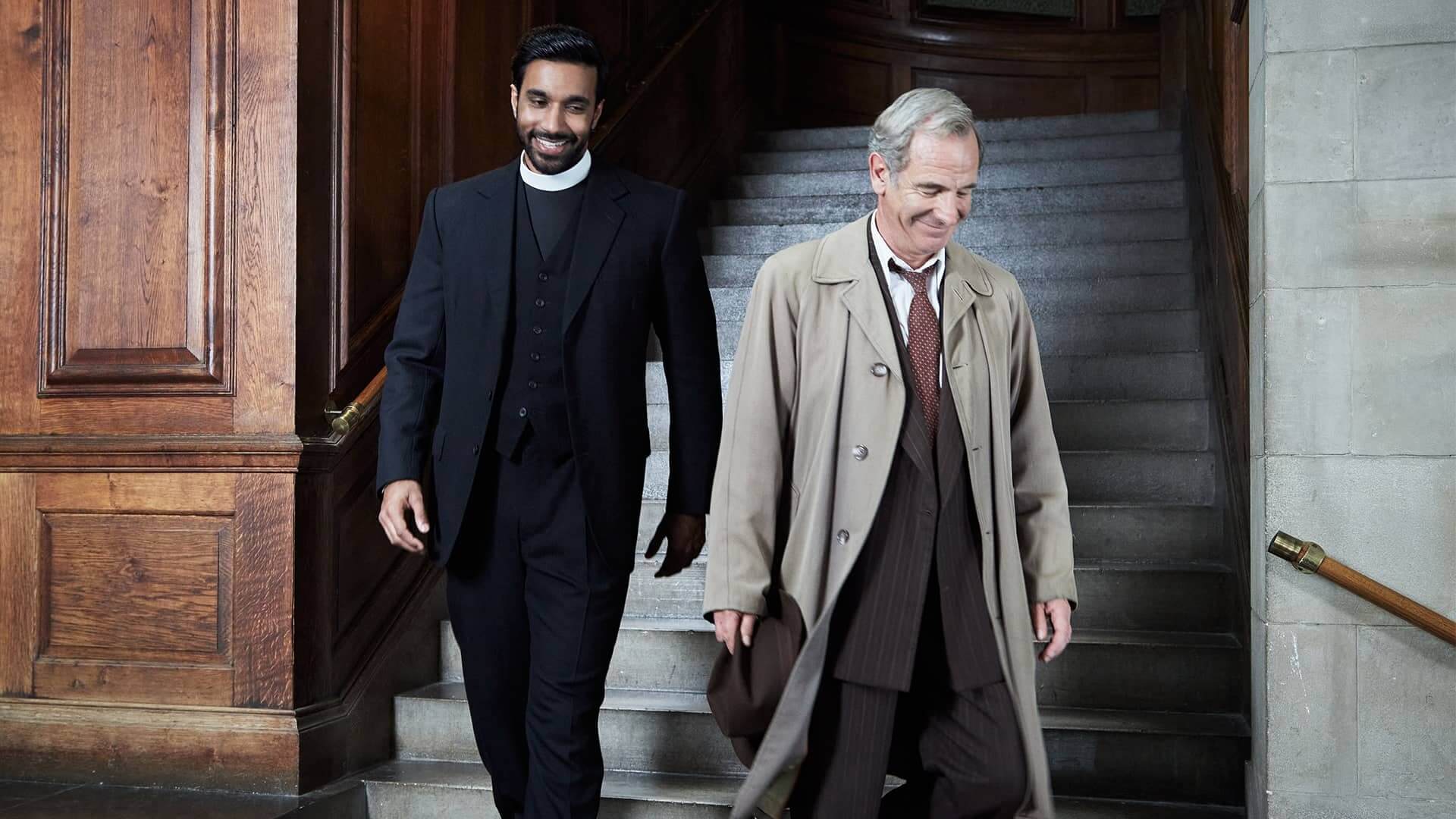 Robson Green and Rishi Nair in the tenth season of Grantchester.