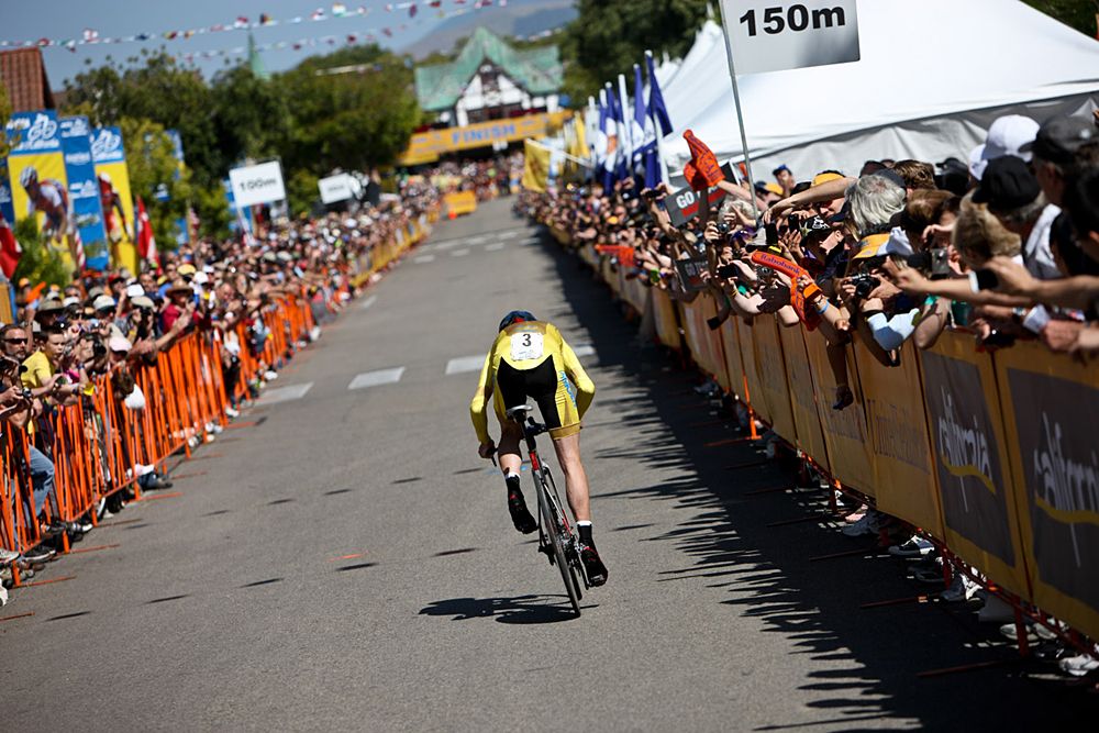 Chris Horner (RadioShack) heads to the line and the overall win of the 2011 Amgen Tour of California