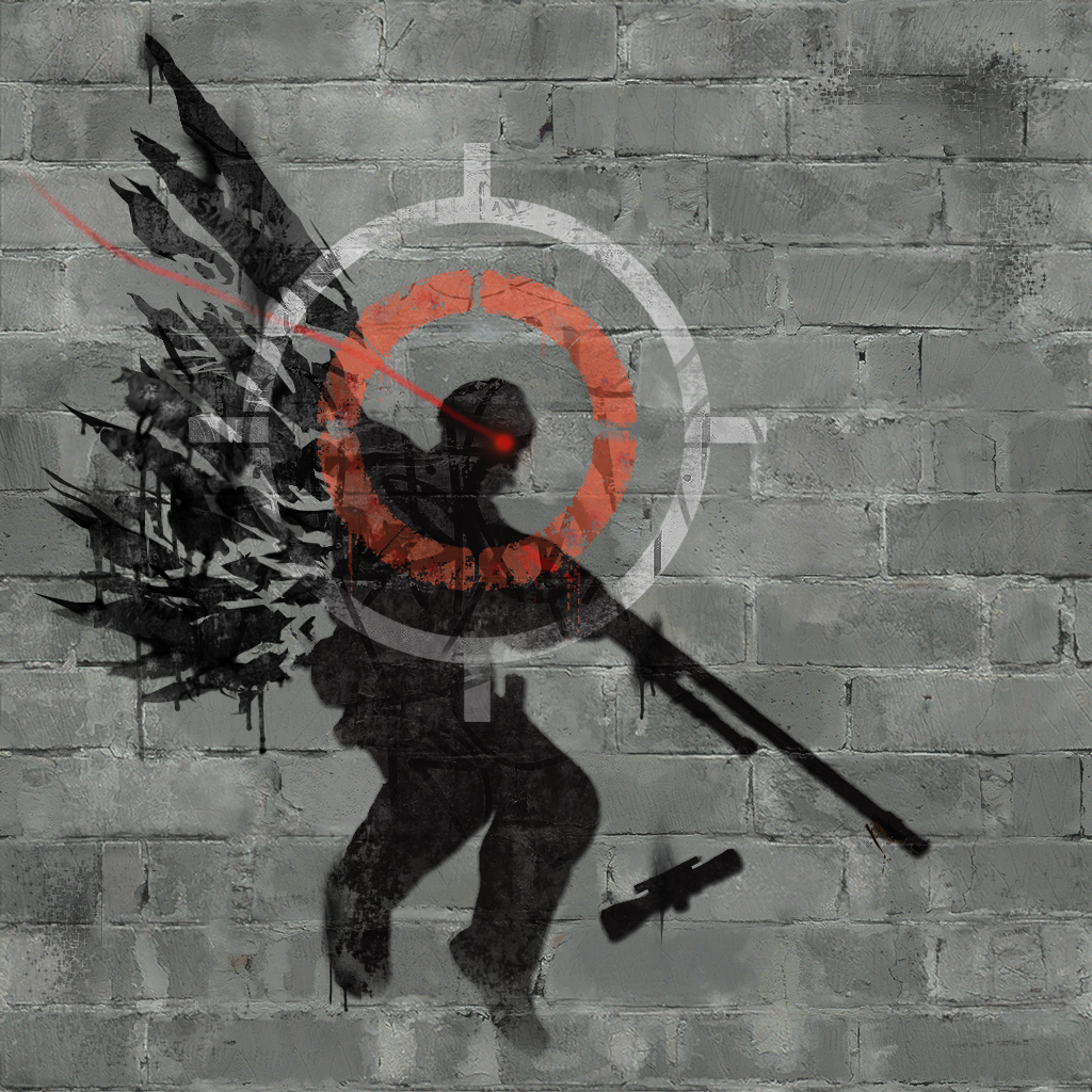 The painted figure wears wings because elevated platforms in Counter-Strike are often shortened to 'heaven' for easy communication in-game.