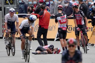 Caleb Ewan crashes on stage three of the 2021 Tour de France