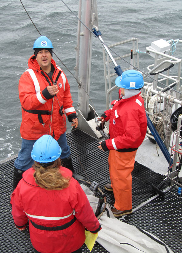 Researchers on their first day of the 10 day research cruise