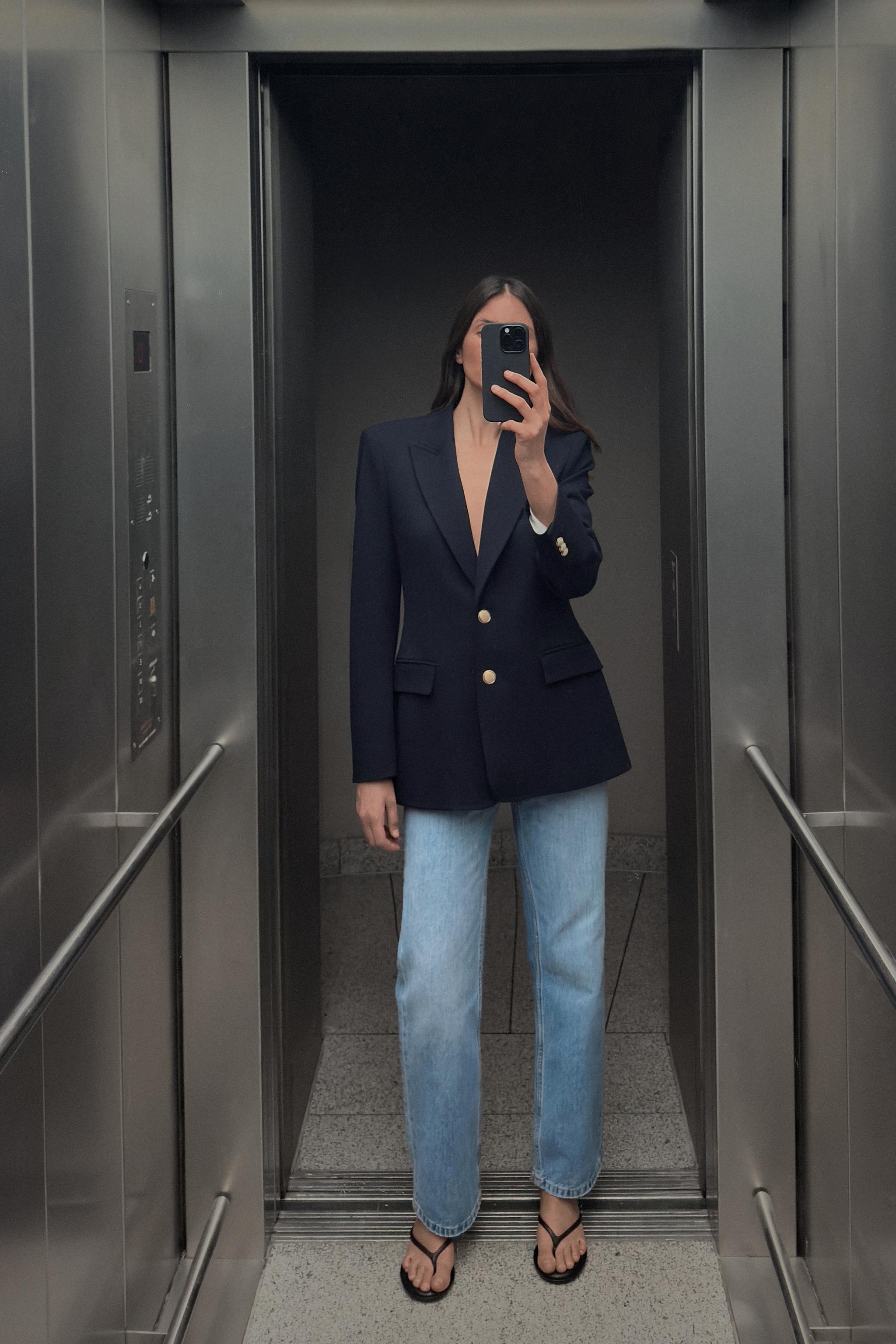 Fitted Blazer With Shoulder Pads