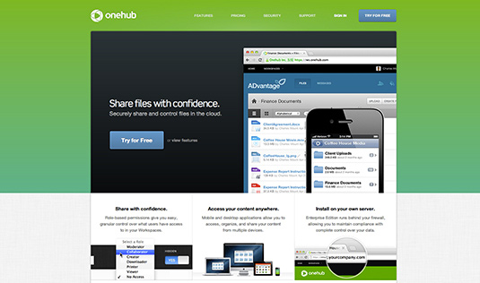 Colour trends web design 2013: Onehub