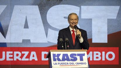 Far-right Chilean presidential candidate Jose Antonio Kast celebrates advancement to runoff