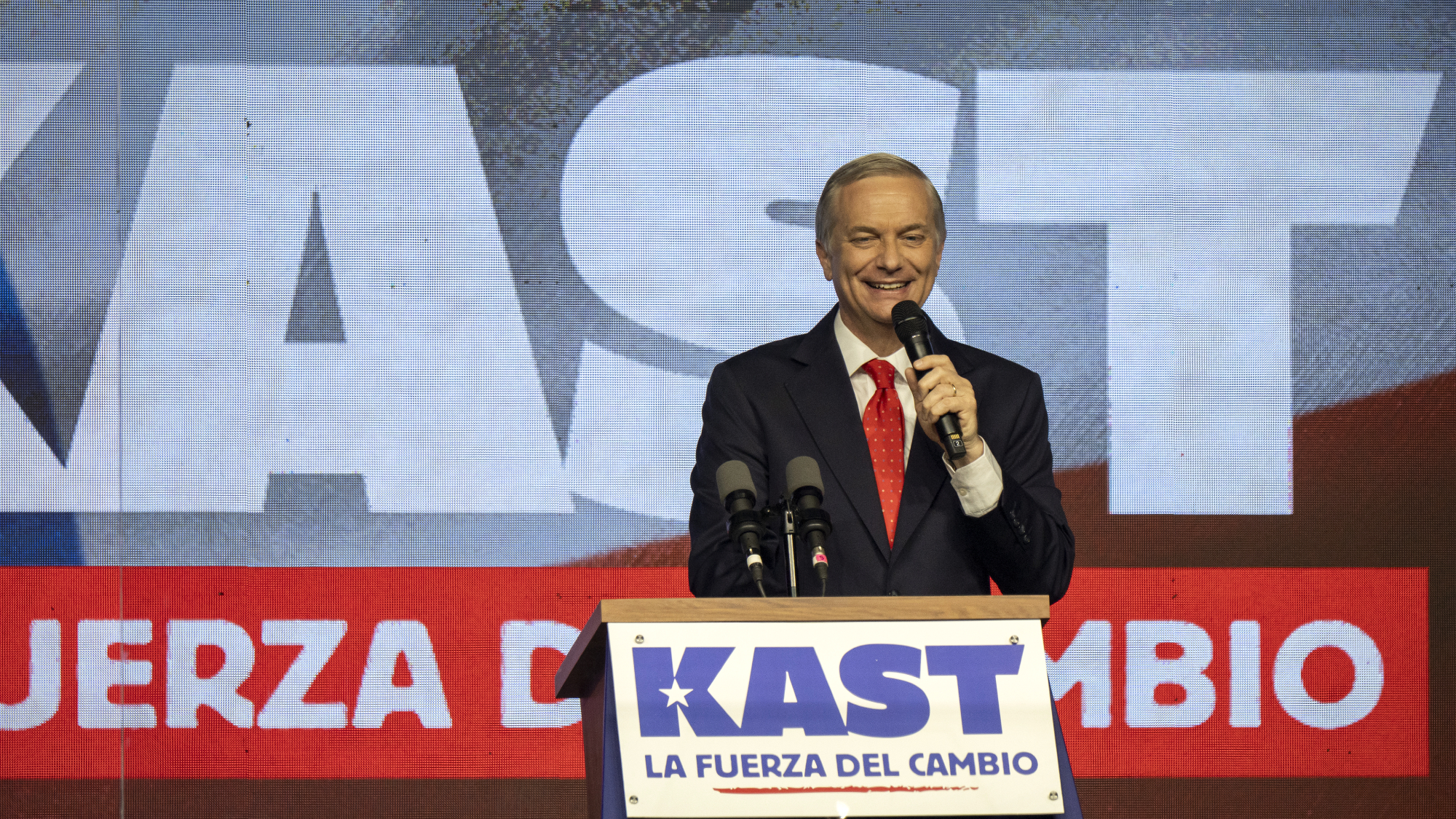 Far-right Chilean presidential candidate Jose Antonio Kast celebrates advancement to runoff