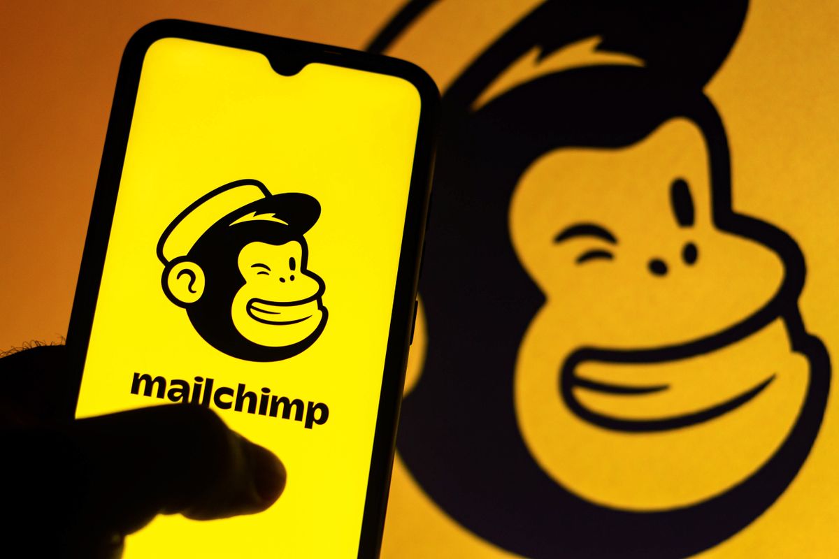 Mailchimp logo displayed on a smartphone