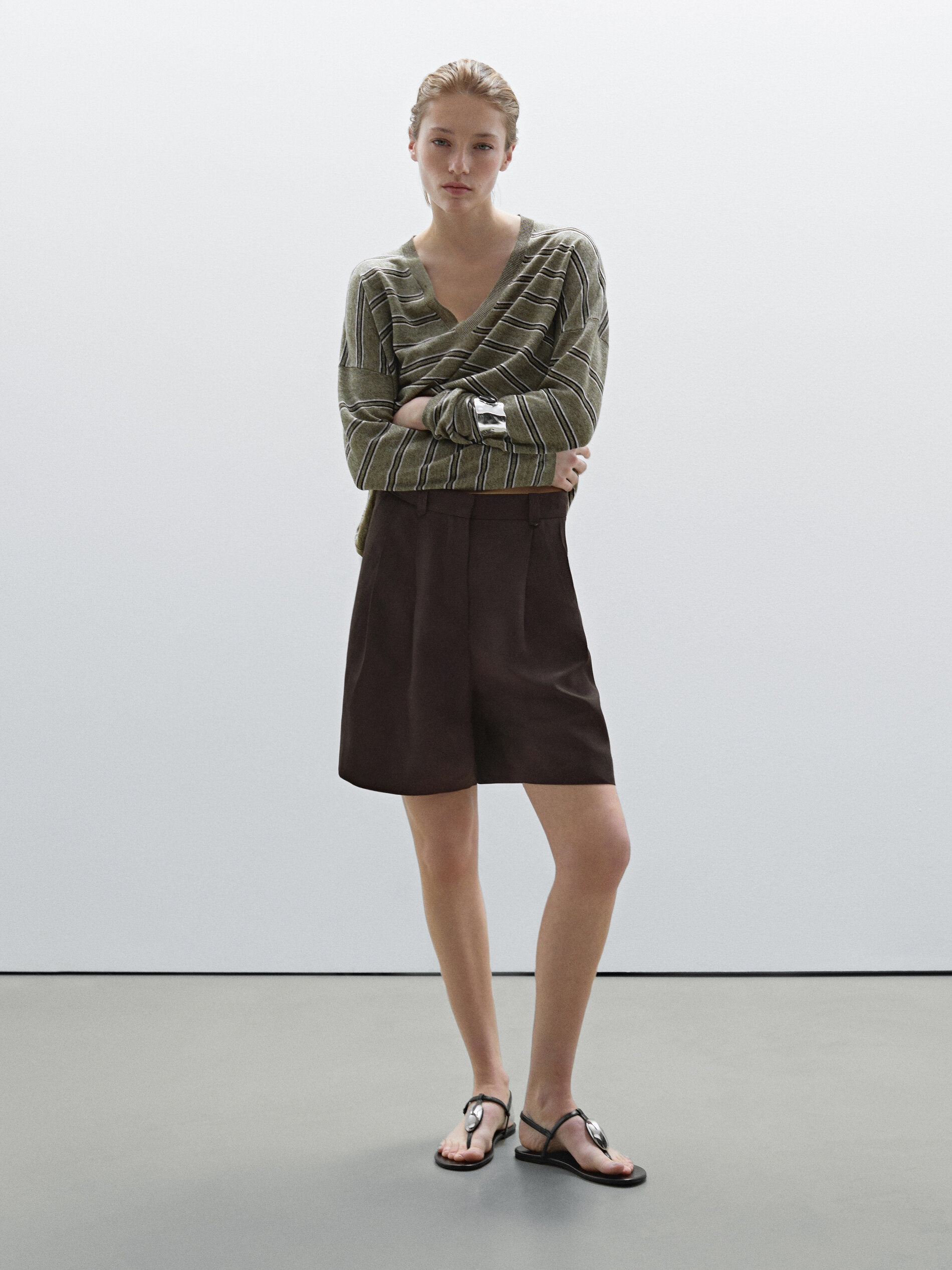 Pleated Bermuda Shorts