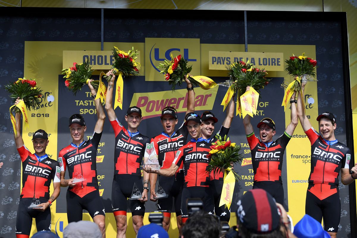 BMC Racing celebrate their TTT win