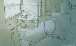 How to paint modern noir with one-point perspective