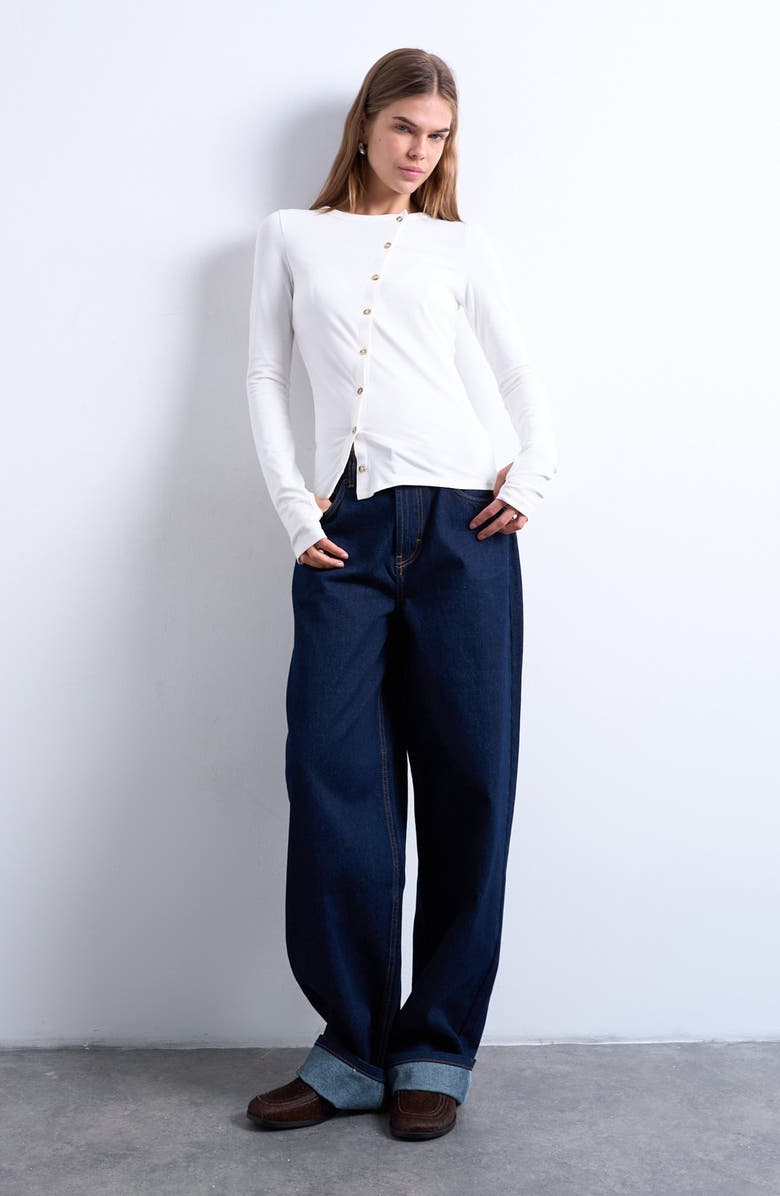 Asymmetric Button Front Top