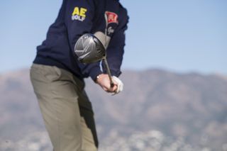 Alex Elliott demonstrating a common golf swing fault with the driver takeaway