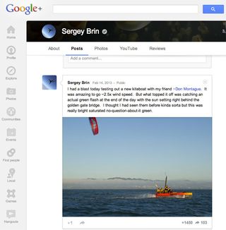 Google's social network boasts a beautifully designed navigation that runs vertically down the left-hand side of the browser