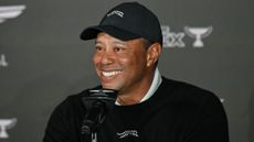 Tiger Woods speaks to the media during a press conference