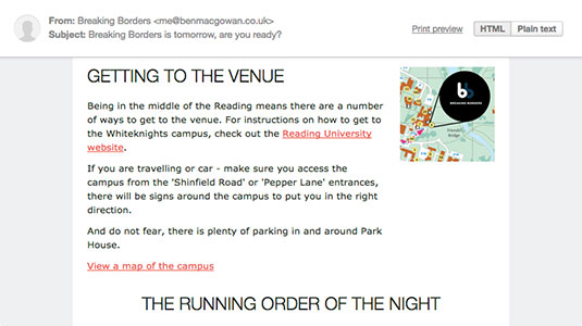 Attendees should receive the information they require