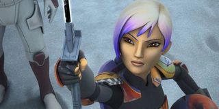 Sabine Wren wields the Darksaber on Star Wars Rebels