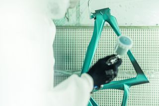 A Bianchi Oltre RC frameset is hand painted