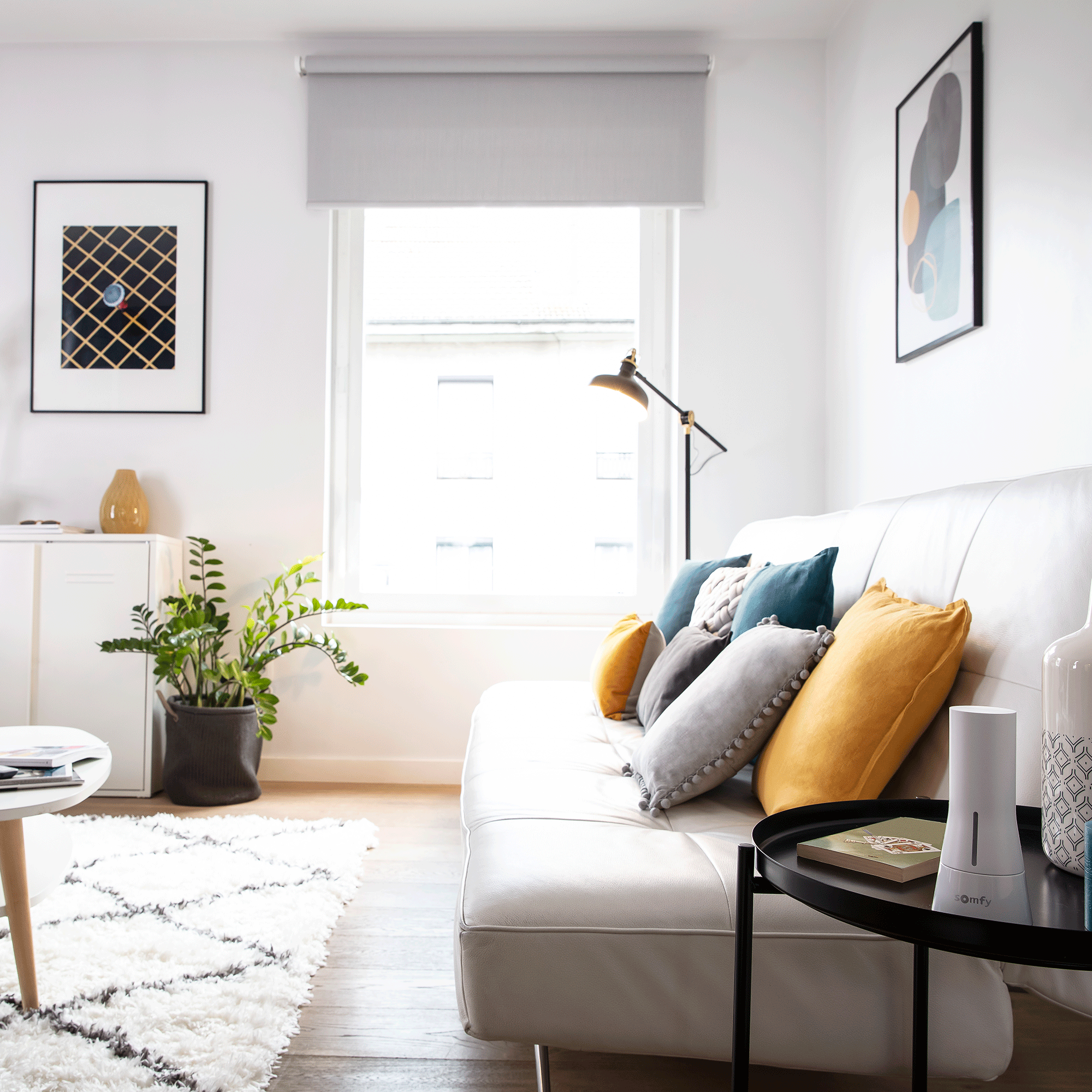 Blinds in white living room