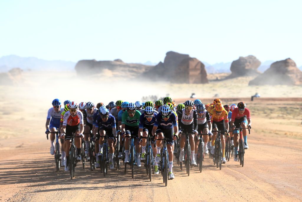 The peloton in the 2023 AlUla Tour