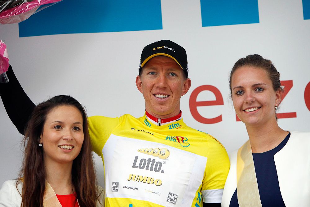 Sep Vanmarcke in yellow after stage 4 of the Ster ZLM Toer.