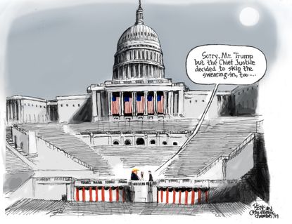 Political Cartoon U.S. Empty Trump Inauguration