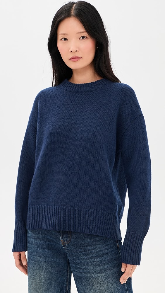 Nottinghill Sweater in Wool Cotton Blend - Bright Navy